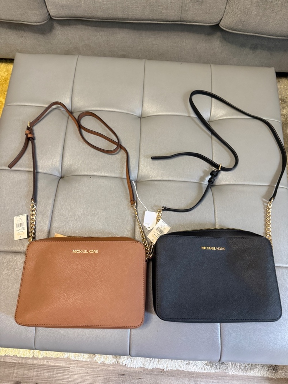Michael Kors Crossbody Duo — Brown and Black Saffiano Leather Bags